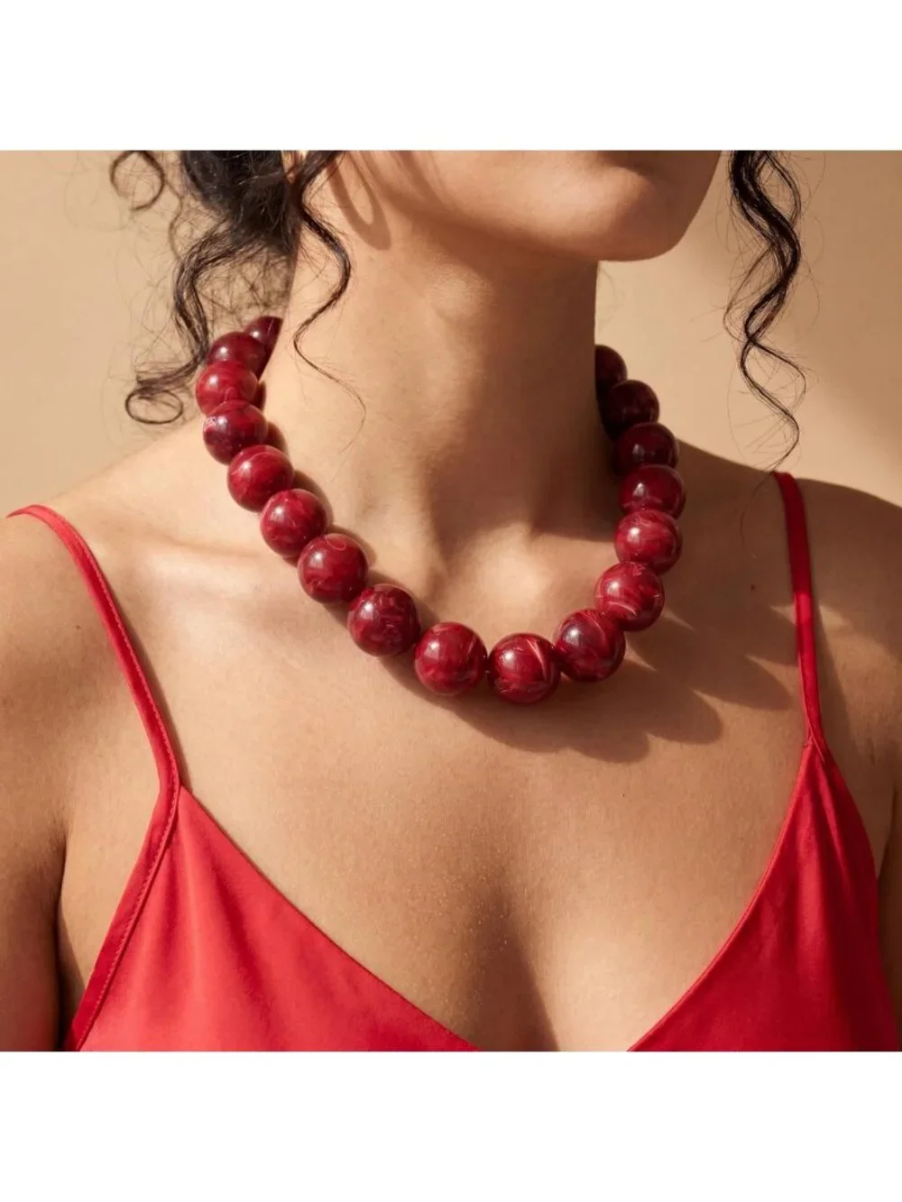 Colorful Chunky Beaded Statement Necklace, Cute Boho Y2K Puff Ball Choker